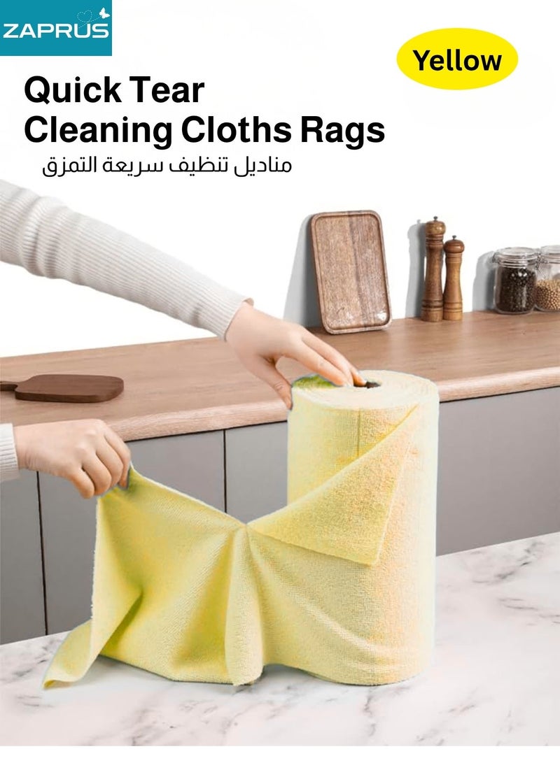 زابروس مناديل تنظيف متعددة الأغراض من زابروس، 20 ورقة بتصميم جديد، قطع قابلة لإعادة الاستخدام والغسل، فائقة الامتصاص، مناشف مطبخ متعددة الأغراض باللون الأصفر بحجم متوسط - Image 2