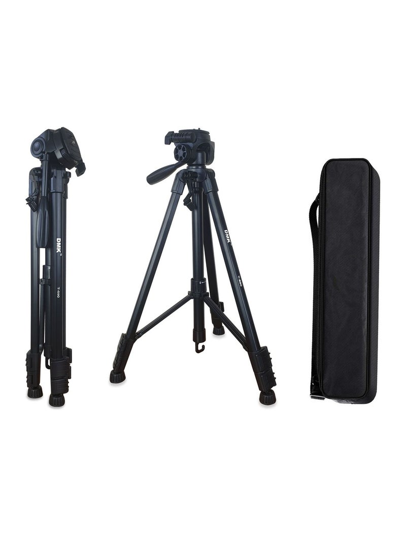 DMK Power T590 Portable Aluminum Camera Tripod Max Height upto 146cm/57.48inch with Carrying Bag and Mobile Holder Compatible with Canon Nikon Sony DSLR Camera Load up to 3kg 6.60lb Load  - Image 2