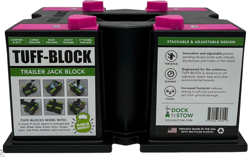 Dock N Stow TUFF-BLOCK Trailer Jack Block - Supports 10,000 lbs for RV, Camper, and Boat - Image 1