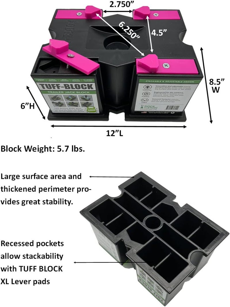 Dock N Stow TUFF-BLOCK Trailer Jack Block - Supports 10,000 lbs for RV, Camper, and Boat - Image 3