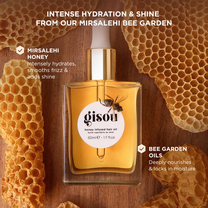 Gisou Honey Infused Hair Oil - Hydrating & Frizz Control Treatment with Mirsalehi Honey, Adds Shine & Heat Protectant for All Hair Types, 1.7 Fl Oz - Image 2