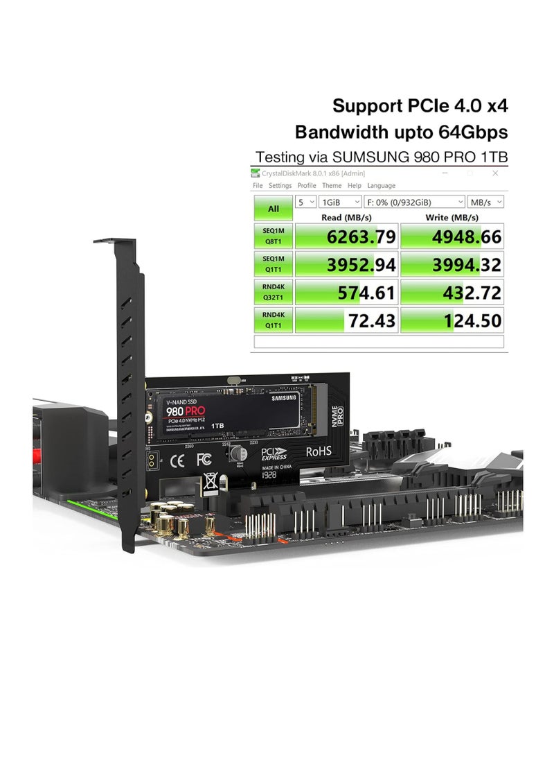 Generic - M.2 NVMe SSD to PCIe 4.0 Adapter Card with Heatsink - Image 1