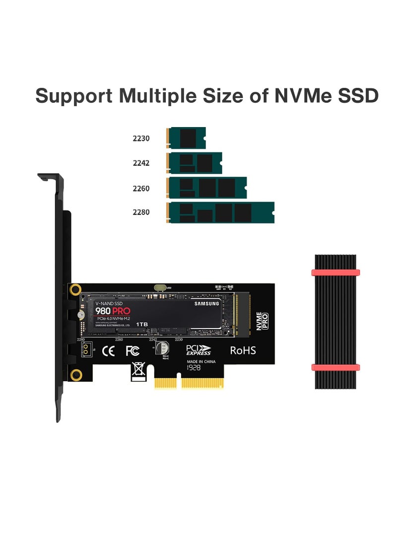 Generic - M.2 NVMe SSD to PCIe 4.0 Adapter Card with Heatsink - Image 1
