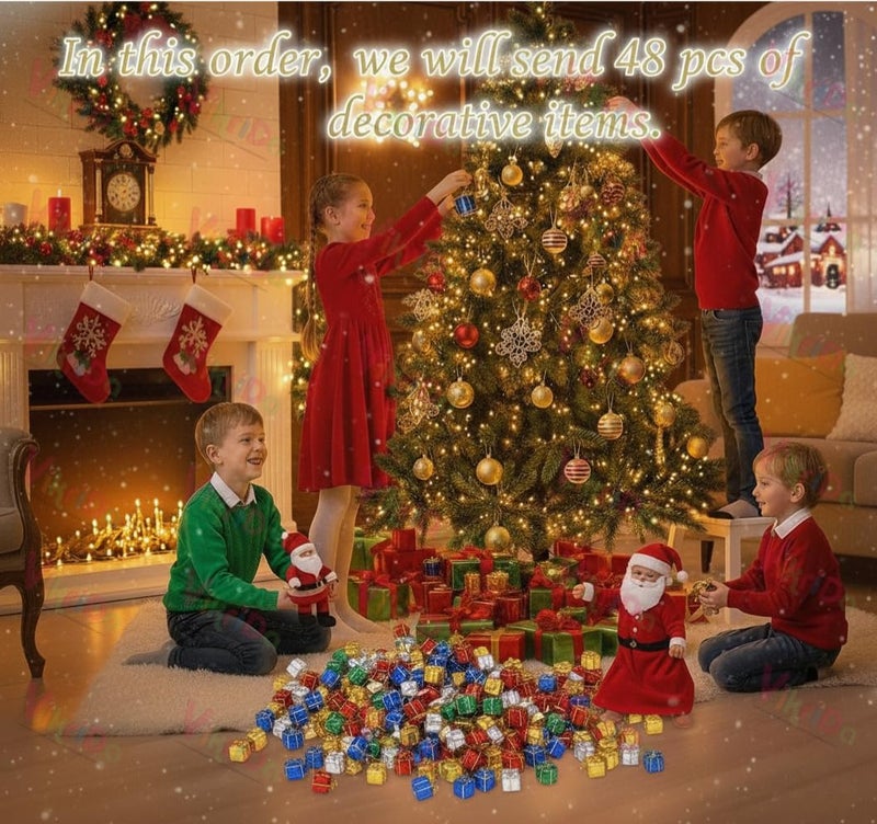 VikriDA Christmas Tree Decoration Ornaments Combo 48-Pcs - Hanging Accessories Set for Xmas Tree, Home Décor & Holiday Decoration - Image 4