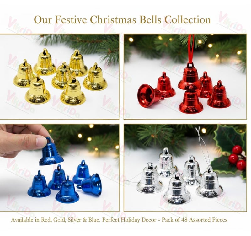 VikriDA Christmas Tree Decoration Ornaments Combo 48-Pcs - Hanging Accessories Set for Xmas Tree, Home Décor & Holiday Decoration - Image 3