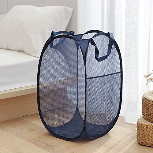 BENJUNC 2 Laundry Baskets, pop-up Laundry Baskets, Foldable mesh Laundry Baskets (Each with 2 Reinforced Handles)…, Blue - Image 2