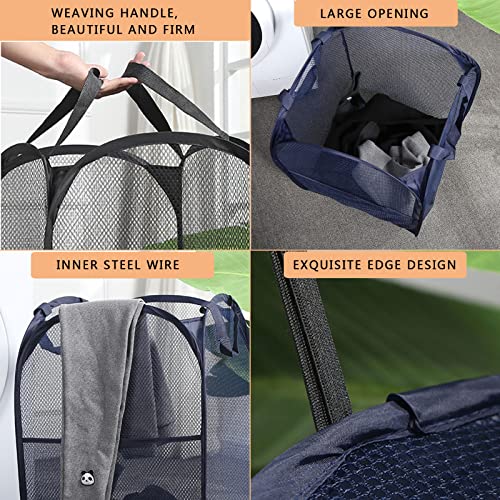 BENJUNC 2 Laundry Baskets, pop-up Laundry Baskets, Foldable mesh Laundry Baskets (Each with 2 Reinforced Handles)…, Blue - Image 5