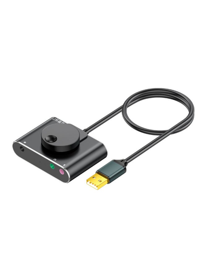 Jinghua USB بطاقة صوت خارجية 3.5 ملم سماعة رأس PS4 صوت كمبيوتر مكتبي كمبيوتر محمول محول صوت بدون محرك - عدد الواجهات: بطاقة صوت خارجية USB إصدار مزدوج بدون خطوات أسود - Image 1