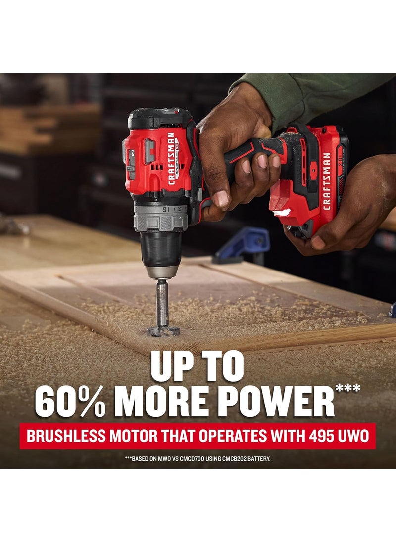 CRAFTSMAN CRAFTSMAN V20 12 Inch DrillDriver Kit with 2 Batteries and Charger CMCD725D2  - Image 3