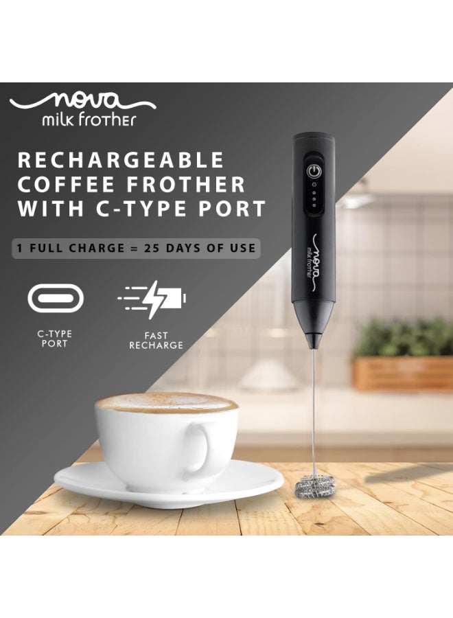 Nova Rechargeable Milk Frother & Coffee Whisker with Dual Spring Tech Free Coffee Frothing Recipe Book (Frother) - Image 5