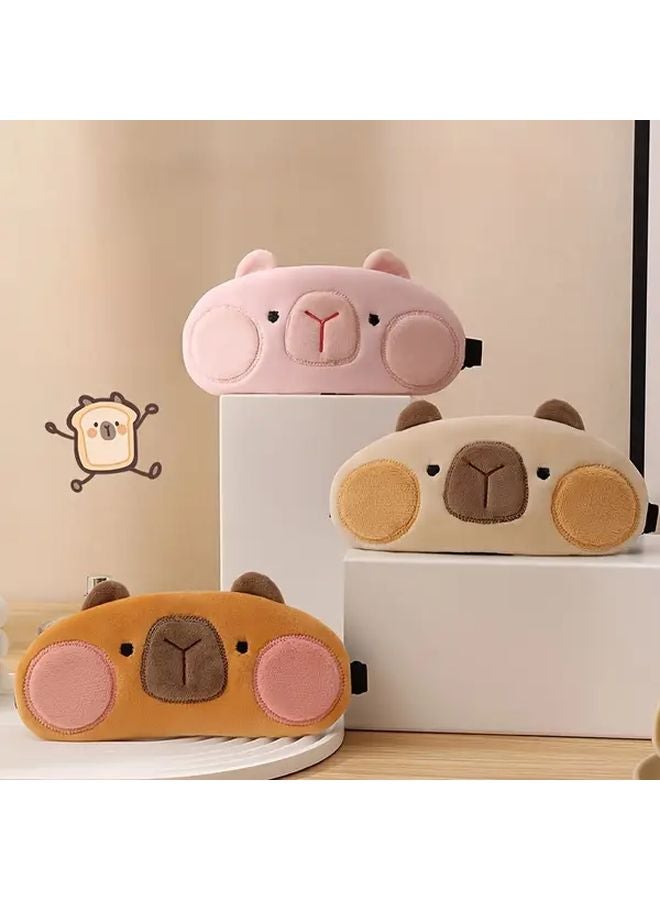 قناع نوم كارتوني وردي للكابيبارا من القطيف الناعم، غطاء عيني حاجب للضوء، قناع نوم مريح لاسلكي - Image 5