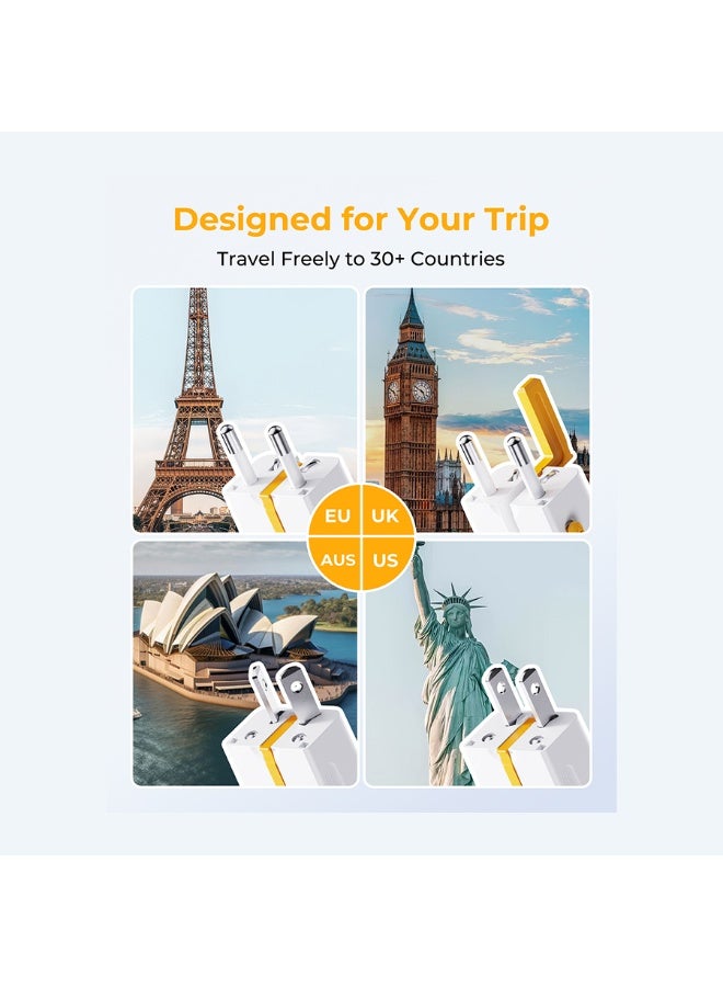 فولتمي شاحن جداري فولتمي فيتو جو مقبس عالمي بمنفذ USB-C ومنفذ USB وبقوة 35 واط - أبيض - Image 3