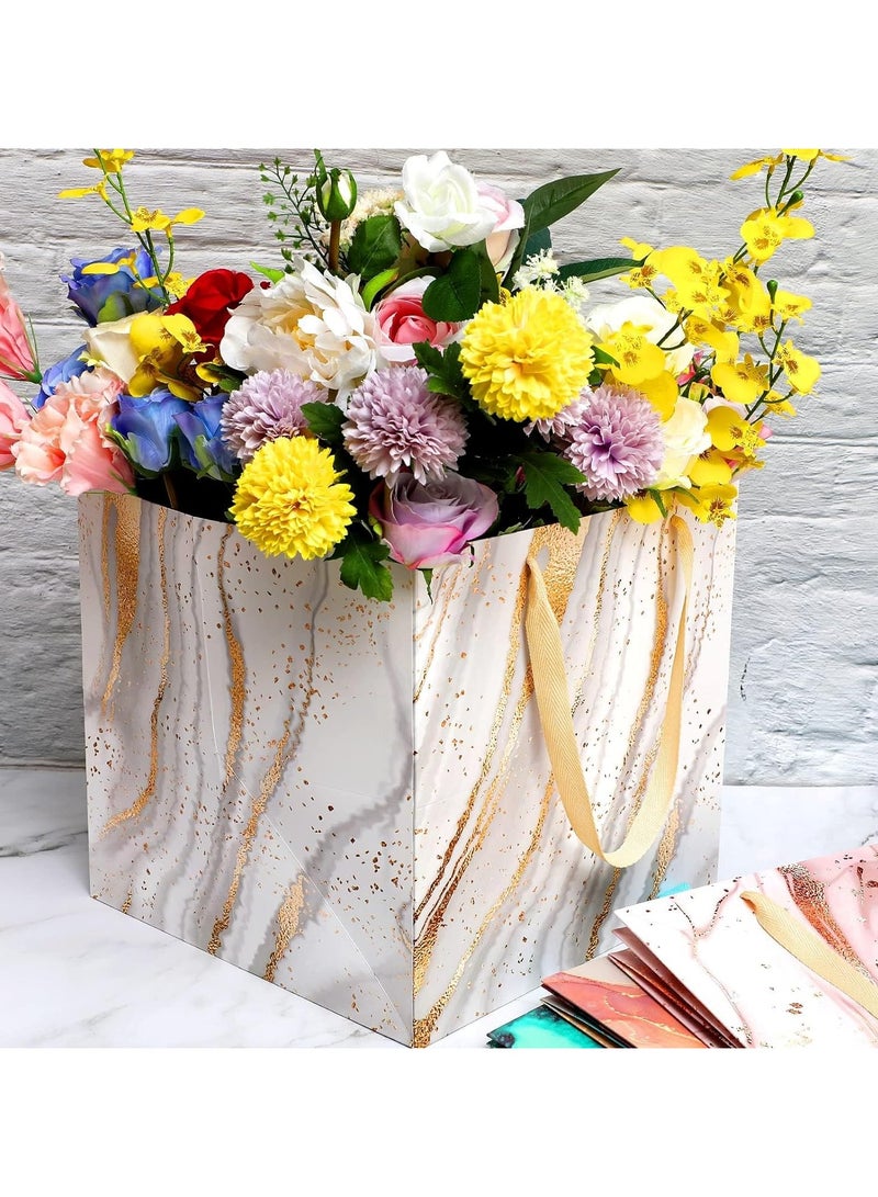 Generic 4 Pcs Extra Large Gift Bags 11.8 Inch Square Marble Wedding Gift Huge Tote Food Flower Packaging Bag for Birthday Party Paper Reusable Bags with Handles for Holiday Bridal Engagement Present Wrap Decoration Supplies Packing Candy Toys Snack - Image 5