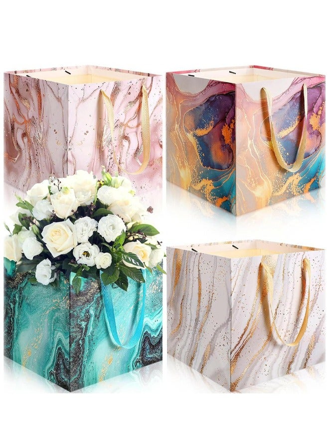 Generic 4 Pcs Extra Large Gift Bags 11.8 Inch Square Marble Wedding Gift Huge Tote Food Flower Packaging Bag for Birthday Party Paper Reusable Bags with Handles for Holiday Bridal Engagement Present Wrap Decoration Supplies Packing Candy Toys Snack - Image 1