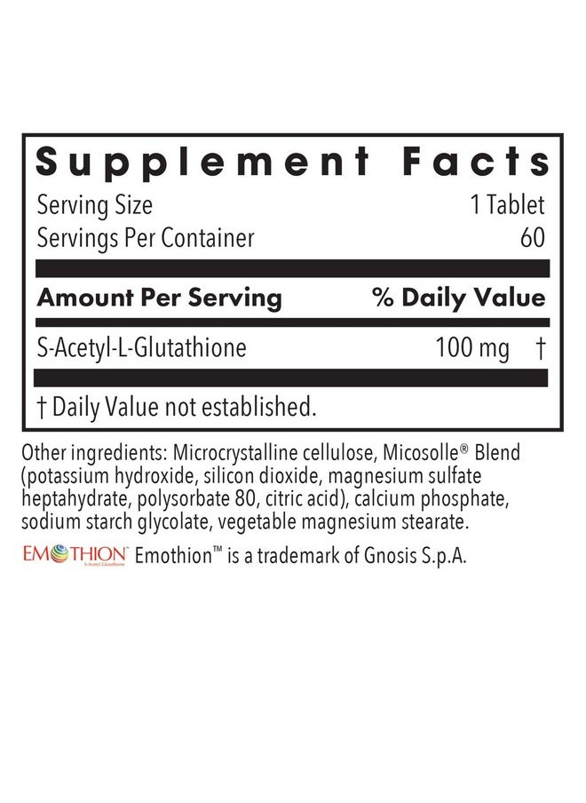 Allergy Research Group - Allergy Research Group Acetyl-Glutathione - S-Acetyl-L-Glutathione, Well Absorbed, Oral Glutathione, Immune Support, 100 mg Supplement, Hypoallergenic, Scored Tablets - 60 Count - Image 1