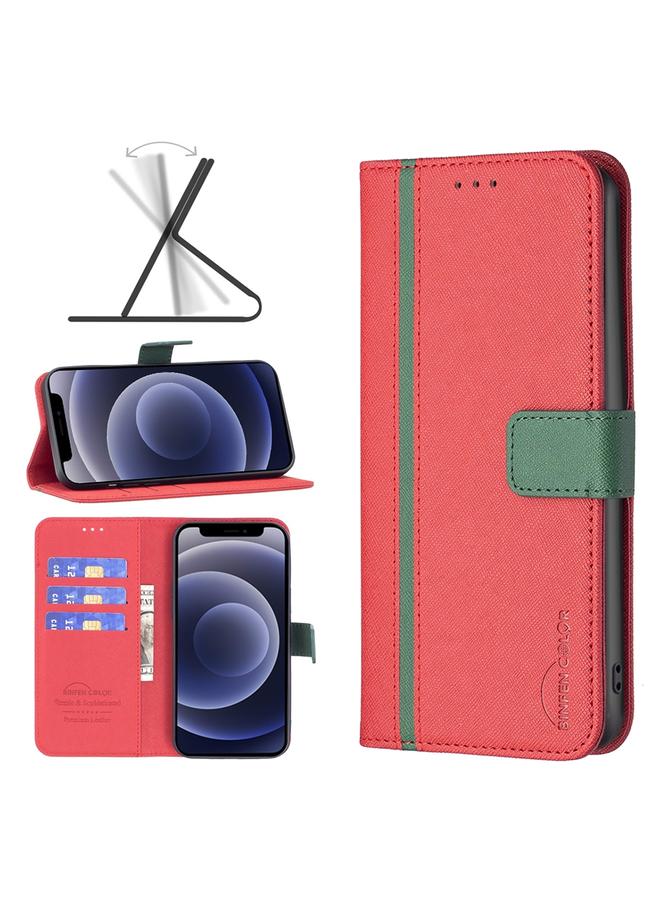 اس-توب جراب هاتف iPhone 12 mini BF13 مصنوع من الجلد المتقاطع المطابق للألوان - Image 1