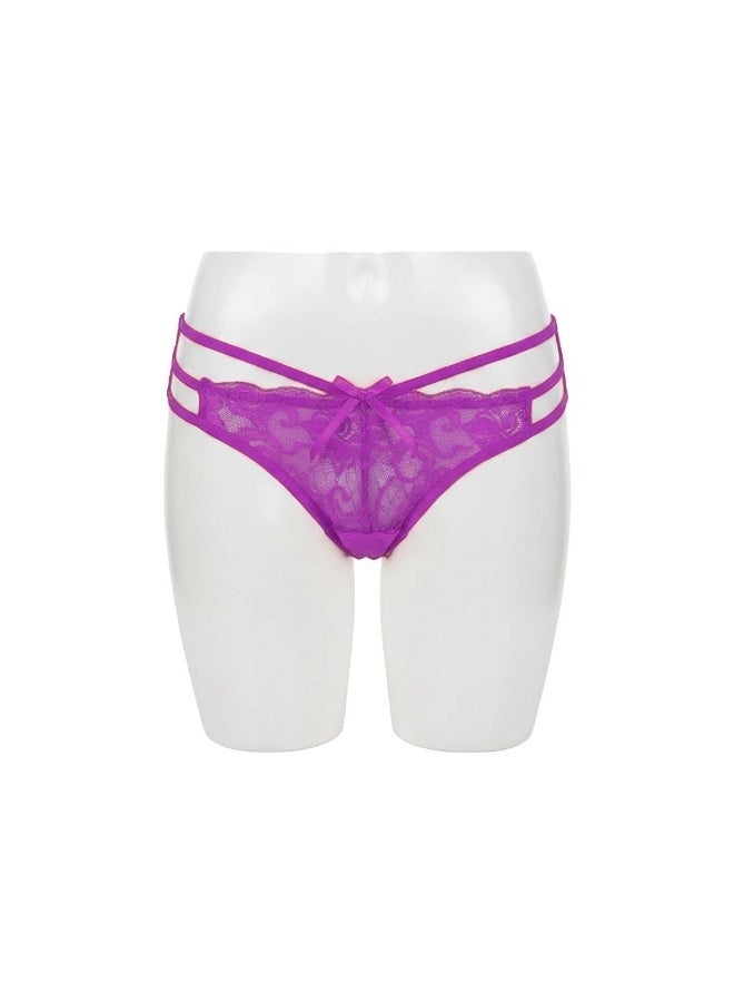 Women's lace panties, one size, elegant design with crisscross straps and a small bow