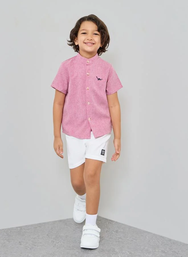 Styli Boys Embroidered Detail Shirt and Shorts Set