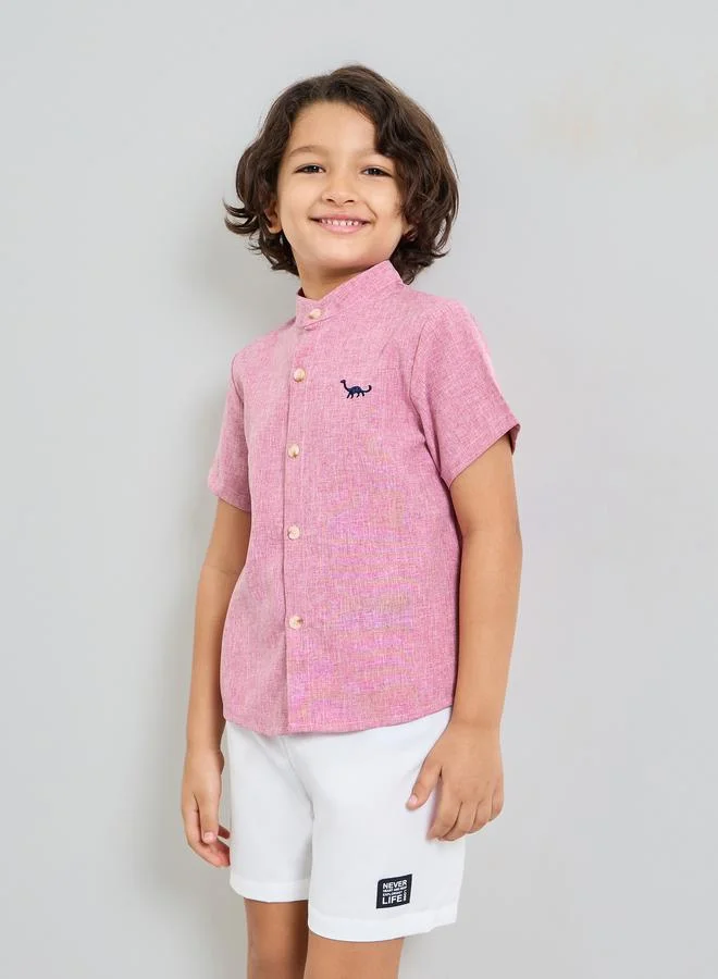 Styli Boys Embroidered Detail Shirt and Shorts Set