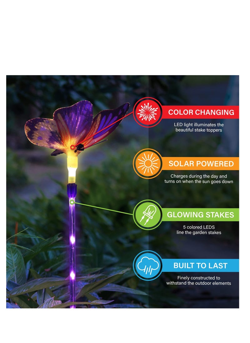 SYOSI Solar Garden Lights Butterfly Solar Garden Stakes Optic Light Weather Resistant Color-changing Led Butterfly Toppers Butterfly Garden Decor For Garden Patio Yard Lawn Walkway Decoration  - Image 3
