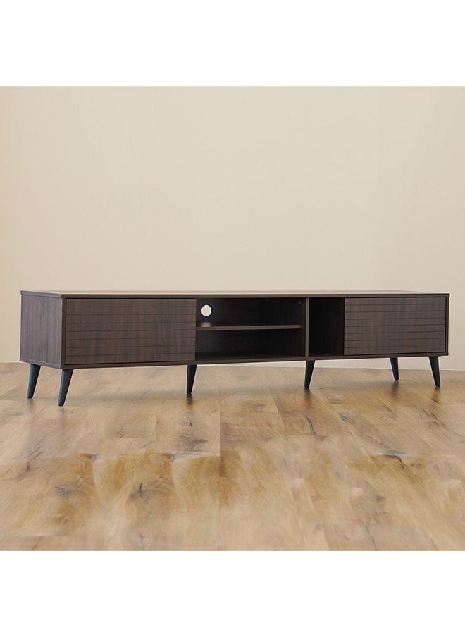 DANUBE HOME Como Large Tv Cabinet Upto 80 Inches Entertainment Wall Tv Unit Wooden Tv Rack Stand Media Console Table For Living Room L 200x40x44.5 Cm Walnut  - Image 3