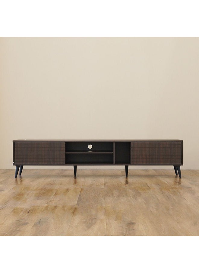 DANUBE HOME Como Large Tv Cabinet Upto 80 Inches Entertainment Wall Tv Unit Wooden Tv Rack Stand Media Console Table For Living Room L 200x40x44.5 Cm Walnut  - Image 2