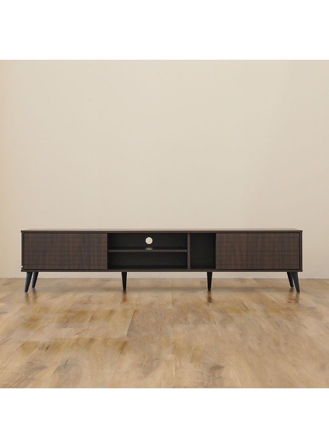 DANUBE HOME Como Large Tv Cabinet Upto 80 Inches Entertainment Wall Tv Unit Wooden Tv Rack Stand Media Console Table For Living Room L 200x40x44.5 Cm Walnut - Image 2