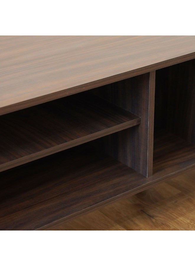 DANUBE HOME Como Large Tv Cabinet Upto 80 Inches Entertainment Wall Tv Unit Wooden Tv Rack Stand Media Console Table For Living Room L 200x40x44.5 Cm Walnut - Image 5