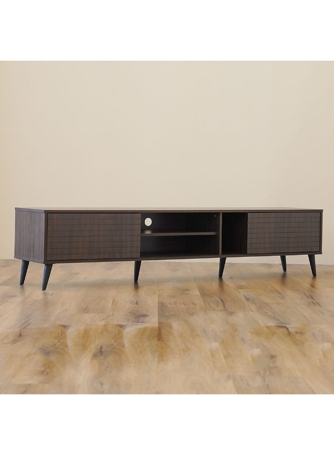 DANUBE HOME Como Large Tv Cabinet Upto 80 Inches Entertainment Wall Tv Unit Wooden Tv Rack Stand Media Console Table For Living Room L 200x40x44.5 Cm Walnut - Image 3