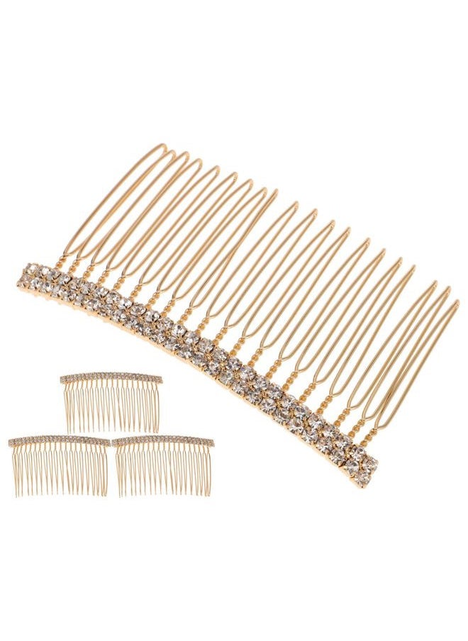 Beaupretty - 4pcs Hair Accessory Silver Headpieces with Gold Rhinestone Tiara, Barrettes, and Hairpin for Bride - Image 1