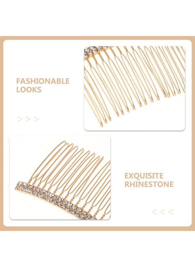Beaupretty - 4pcs Hair Accessory Silver Headpieces with Gold Rhinestone Tiara, Barrettes, and Hairpin for Bride - Image 1