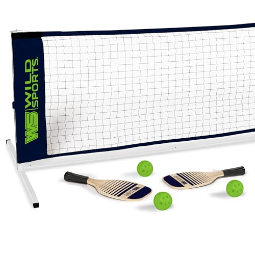 Wild Sports 10 DrivewaySize Family Pickleball Net Set with 2 Wooden Paddles and 3 Pickleballs - Image 1