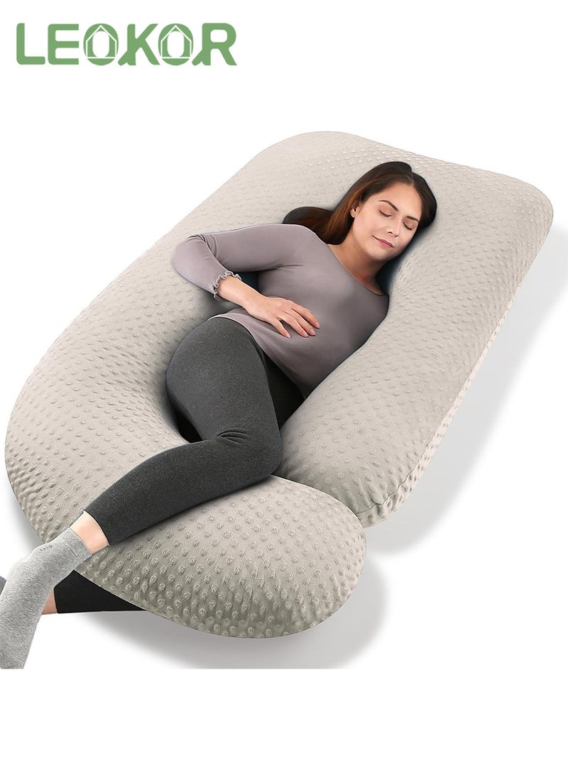 LEOKOR Maternity Pillow, U Shaped Pregnancy Pillow Crystal Velvet with Removable Cover Full Body Pillow Support for Back, Hips, Legs, Belly  - Image 1