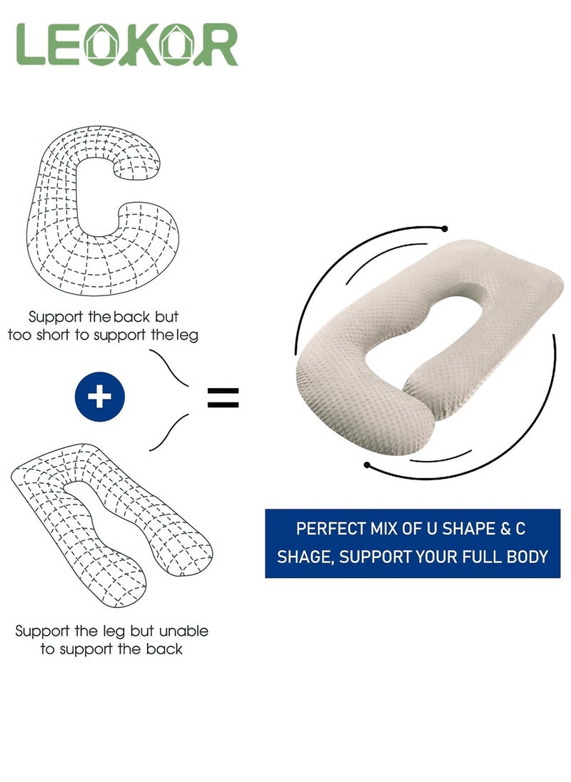 LEOKOR Maternity Pillow, U Shaped Pregnancy Pillow Crystal Velvet with Removable Cover Full Body Pillow Support for Back, Hips, Legs, Belly  - Image 3