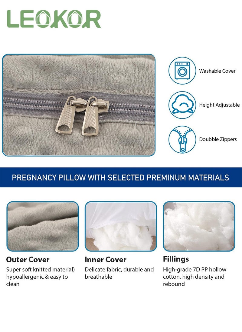 LEOKOR Maternity Pillow, U Shaped Pregnancy Pillow Crystal Velvet with Removable Cover Full Body Pillow Support for Back, Hips, Legs, Belly  - Image 4