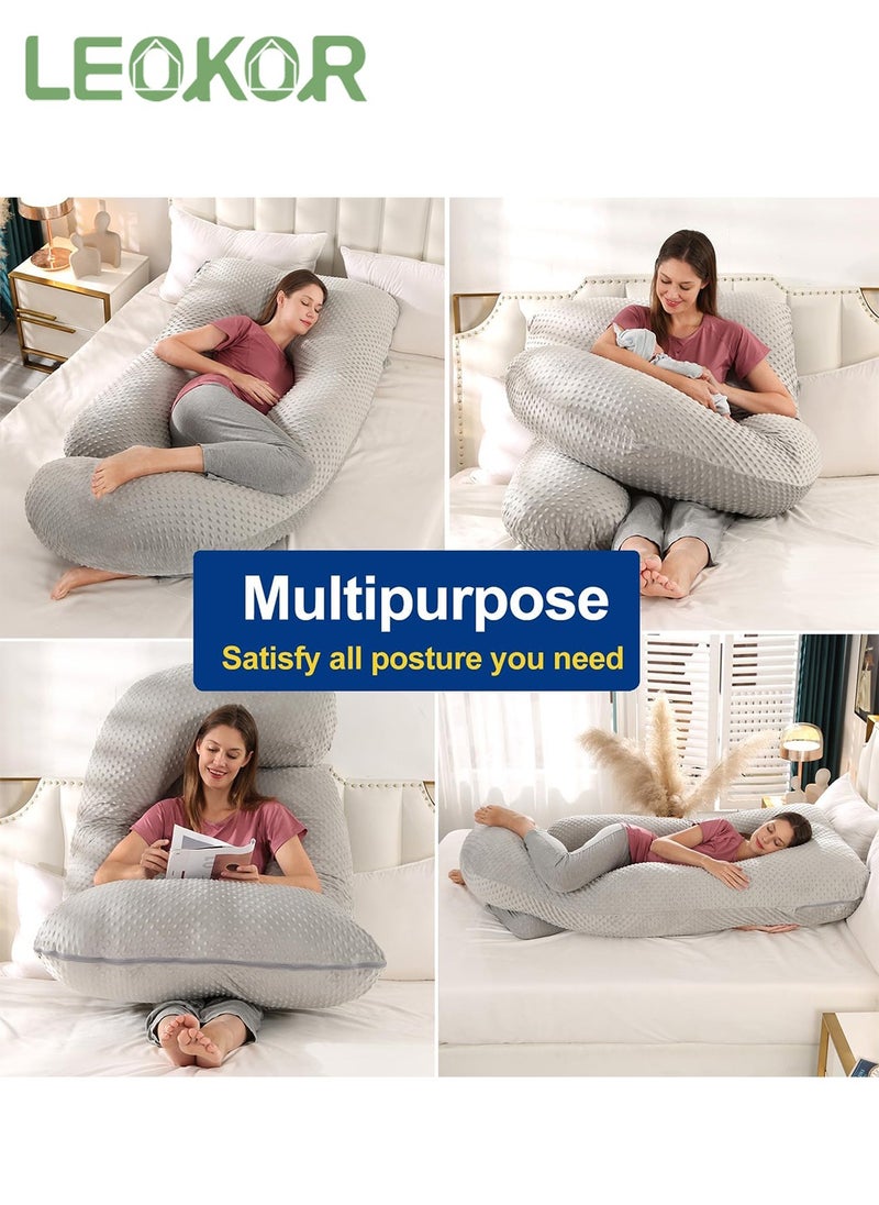 LEOKOR Maternity Pillow, U Shaped Pregnancy Pillow Crystal Velvet with Removable Cover Full Body Pillow Support for Back, Hips, Legs, Belly  - Image 5
