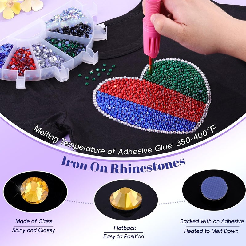 TINKRSTUFF 6800Pcs Hotfix Rhinestones for Clothing, Topaz 2-5mm Mixed Sizes Iron On Flatback Glass Gems, Bedazzling Crystals Rhinestones for Crafting Hats Shoes Fabric Decor Nail Art - Image 3