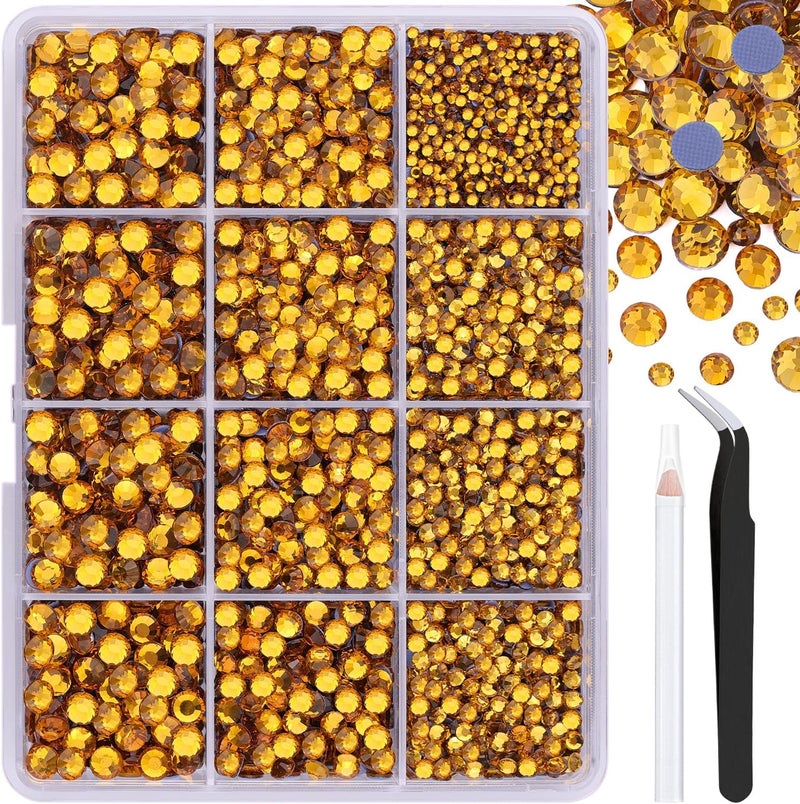 TINKRSTUFF 6800Pcs Hotfix Rhinestones for Clothing, Topaz 2-5mm Mixed Sizes Iron On Flatback Glass Gems, Bedazzling Crystals Rhinestones for Crafting Hats Shoes Fabric Decor Nail Art - Image 1
