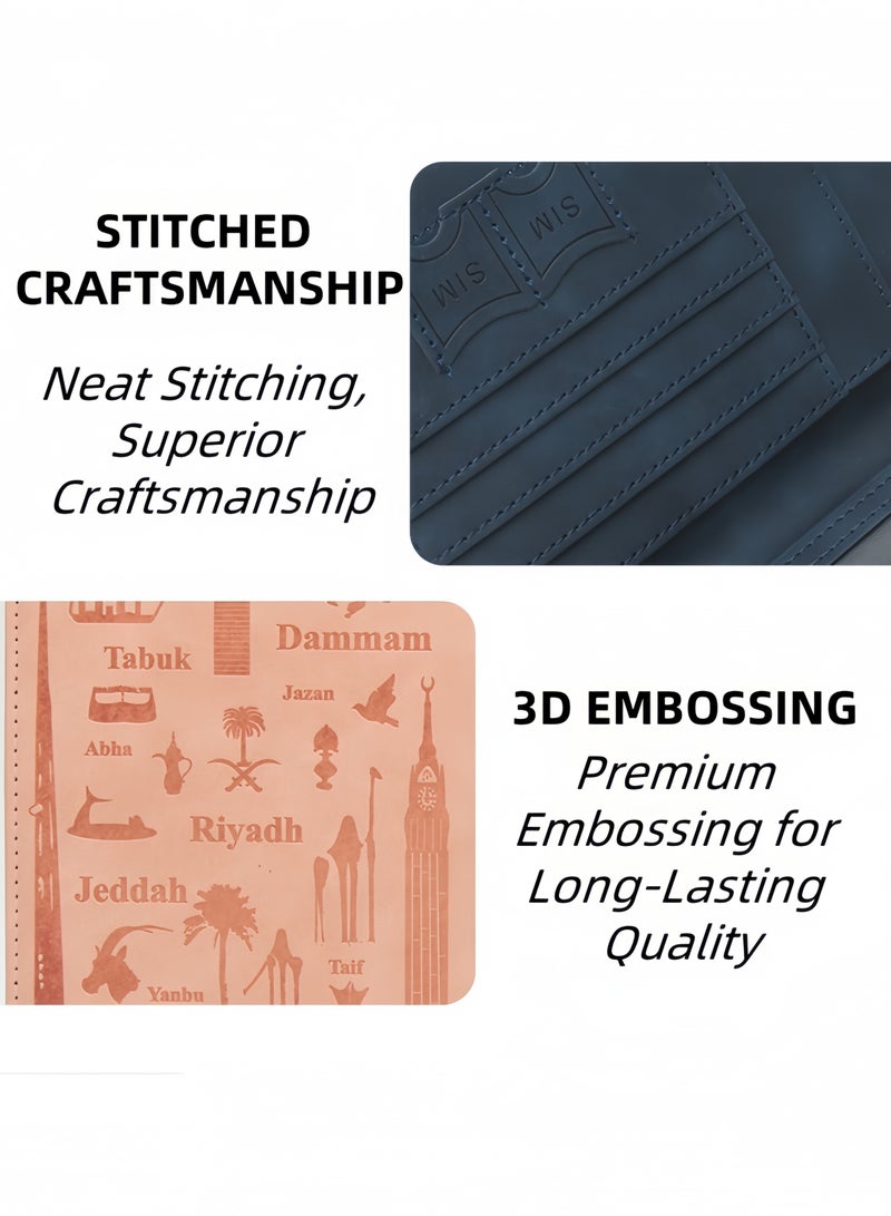 لغة محفظة جواز سفر متعددة الفتحات – حافظة سفر مانعة لـ RFID للرجال والنساء، غلاف من الجلد الصناعي لوثائق السفر (رمادي) - Image 4