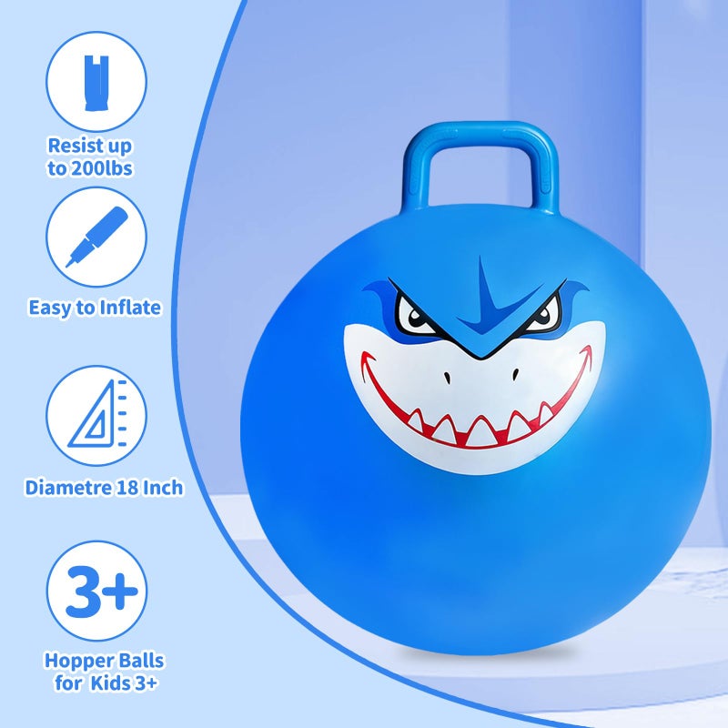 Hymaz Bounce Balls with Handles for Kids, 3 Pack Hopper Ball for Kids 3-6, Hippity Hop Balls 18 Inch with Air Pump, Jumping Bouncing Ball Ride On Toys for Sports Games Balance Exercise Fun - Image 3