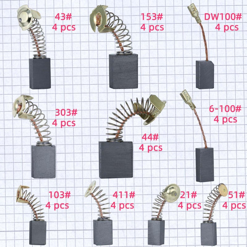 Gysxrda Electric Motor Carbon Brushes Set - 40 Pack Replacement Repair Kit with 10 Sizes, Suitable for Repair Power Tools Part - Image 5