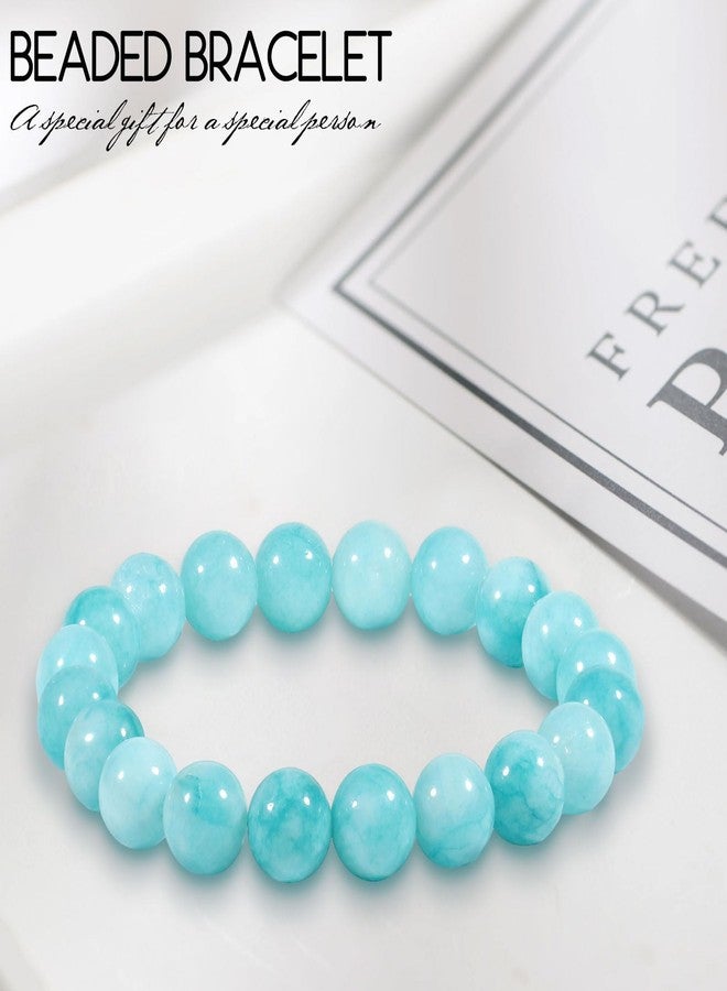 Tirdkid Natural Aquamarine Bracelet for Women Men, 10mm Healing Stone Soothing Bracelet Protection Healing Crystal Bracelet Bring Positive Energy - Image 4