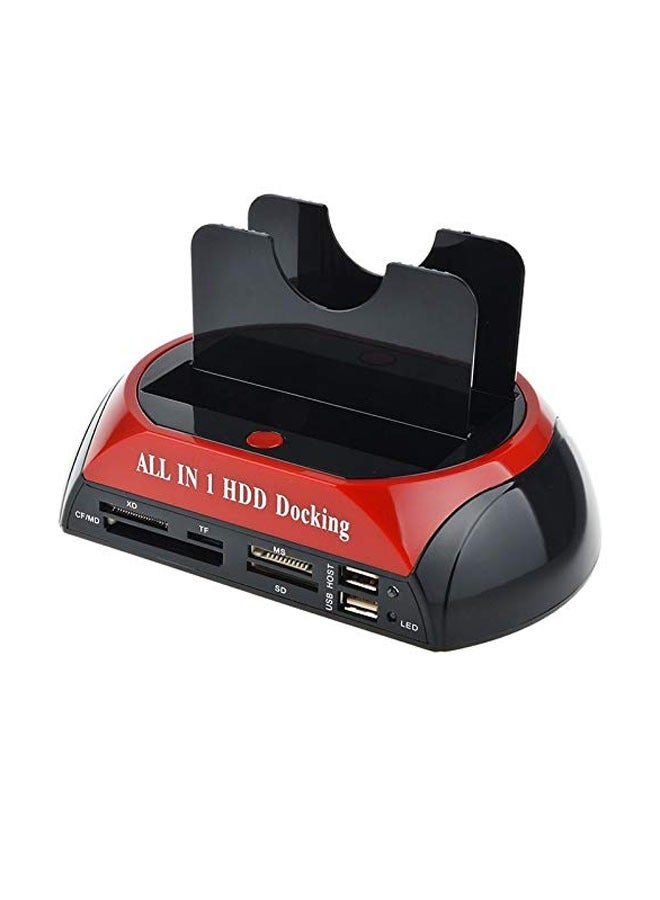 General Hard Disk Docking Station, USB 2.0 to 2.5 3.5" SATA IDE Dual Slot External Enclosure with All 1 Card Reader and USB 2.0 Hub 2.5" IDE SATA I/II/III Hard Drive for SSD  - Image 1