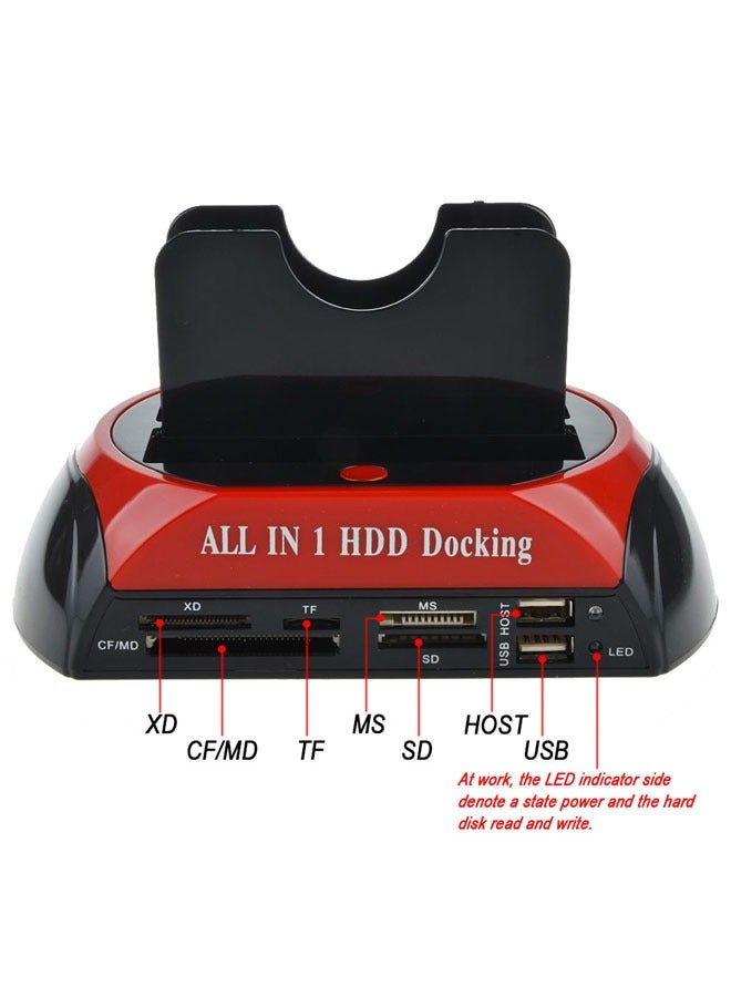 General Hard Disk Docking Station, USB 2.0 to 2.5 3.5" SATA IDE Dual Slot External Enclosure with All 1 Card Reader and USB 2.0 Hub 2.5" IDE SATA I/II/III Hard Drive for SSD  - Image 2