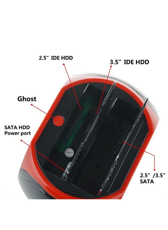 General Hard Disk Docking Station, USB 2.0 to 2.5 3.5" SATA IDE Dual Slot External Enclosure with All 1 Card Reader and USB 2.0 Hub 2.5" IDE SATA I/II/III Hard Drive for SSD  - Image 4