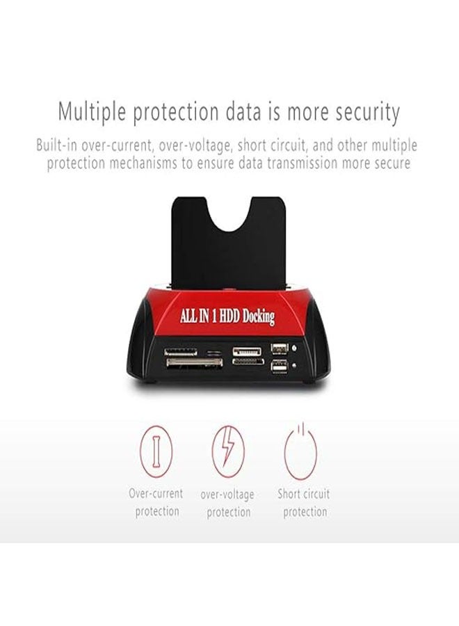 General Hard Disk Docking Station, USB 2.0 to 2.5 3.5" SATA IDE Dual Slot External Enclosure with All 1 Card Reader and USB 2.0 Hub 2.5" IDE SATA I/II/III Hard Drive for SSD  - Image 5