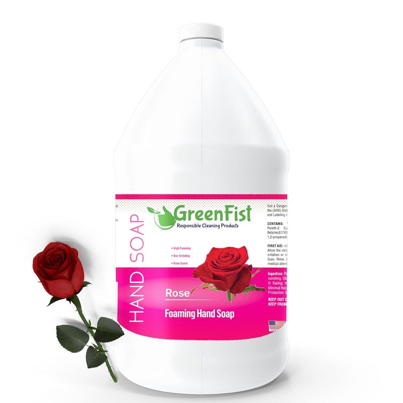 GreenFist Foaming Hand Soap Refills Jug Rose Scent Foam Refill Made in USA 128 ounce 1 Gallon