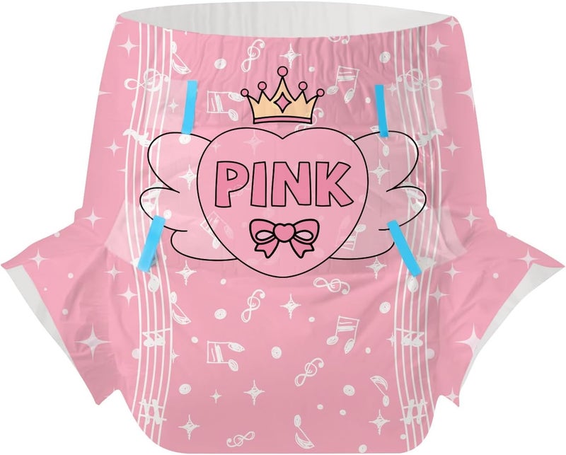 CutiePlusU Adult Diapers 2 Pieces Incontinence Briefs with Tabs for Women and Men Maximum Overnight Absorbency Styles Randomized Joyful Notes Medium 2838 - Image 2