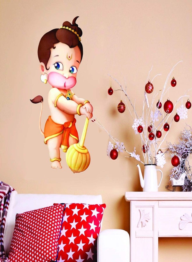 DecorVilla ملصق حائط بال هانومان من فينيل PVC من ديكور فيلا™، سهل التركيب واللصق، ملصقات جدارية دينية للمعابد وغرف الصلاة أو الأماكن الدينية، المقاس: 58 سم × 33 سم، متعدد الألوان - Image 2