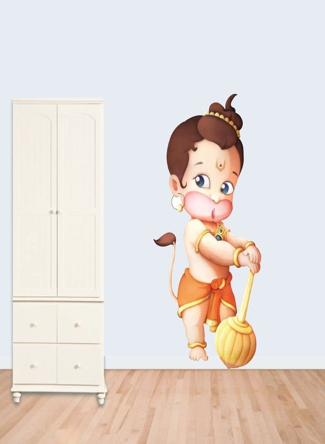 DecorVilla ملصق حائط بال هانومان من فينيل PVC من ديكور فيلا™، سهل التركيب واللصق، ملصقات جدارية دينية للمعابد وغرف الصلاة أو الأماكن الدينية، المقاس: 58 سم × 33 سم، متعدد الألوان - Image 1